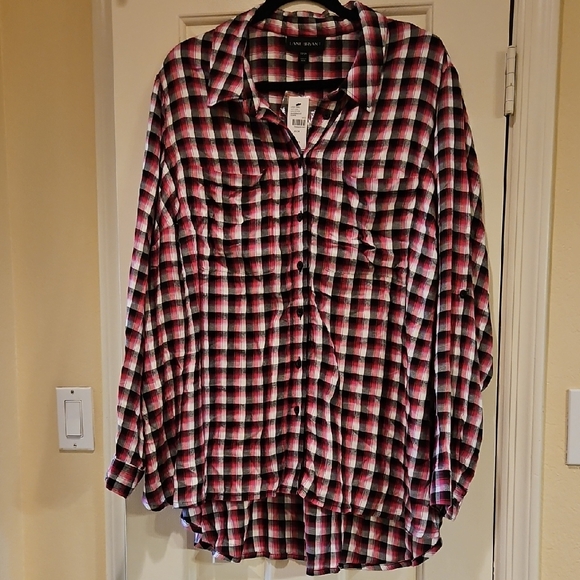 Lane Bryant Tops - Lane Bryant Multicolor Plaid Button Down Shirt